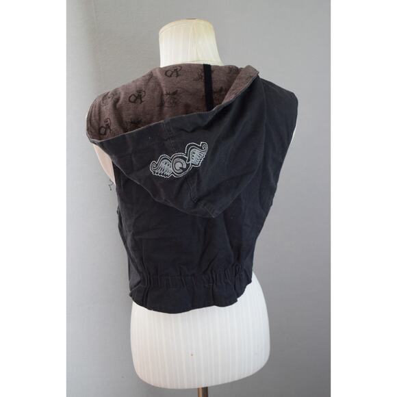 Von Dutch Vest Medium Gray Button Military Two Button Hooded Vintage Y2K Punk - Picture 3 of 6